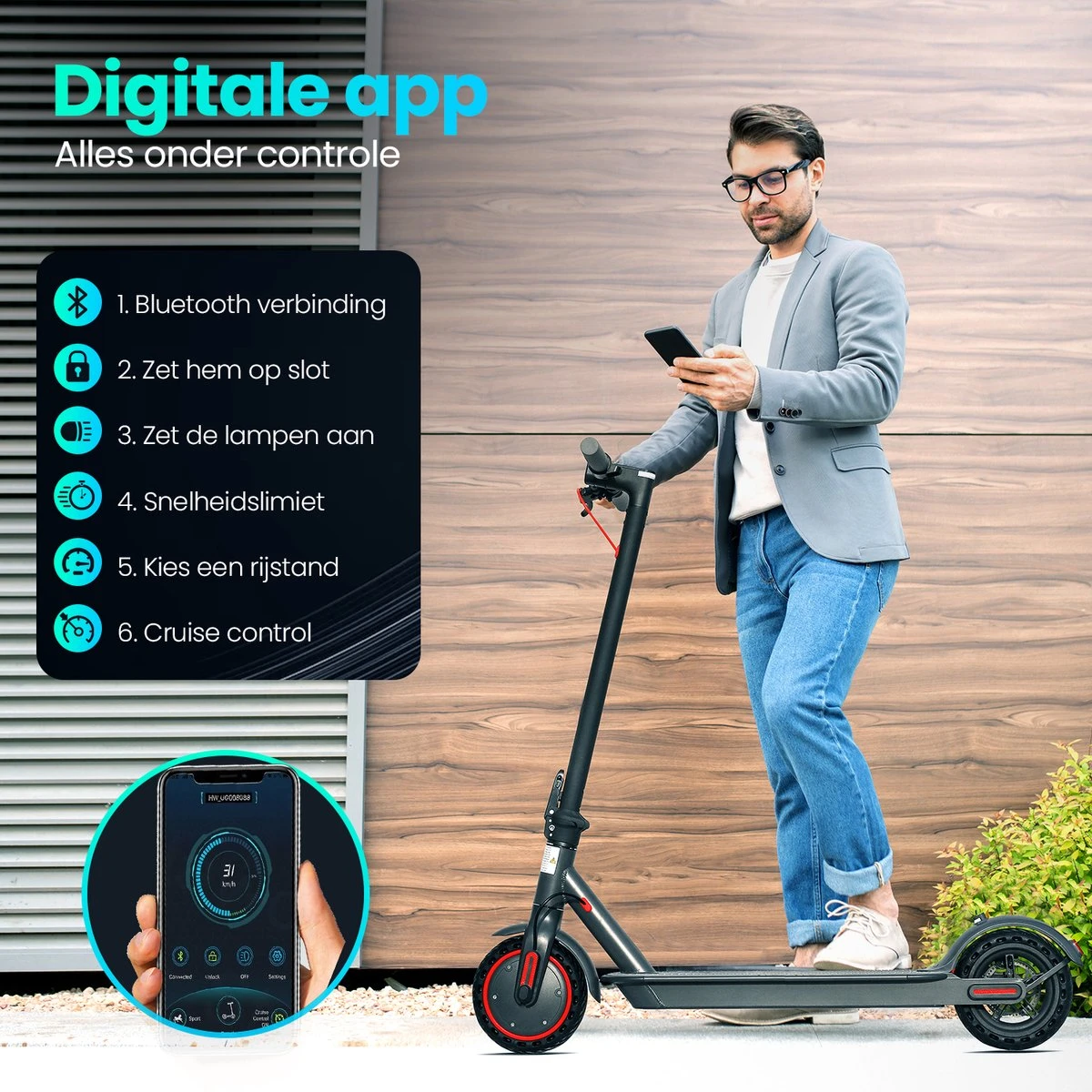 Stay-on Aovo M365 Pro | Elektrische Step | 350w |10.5ah! |31km/h! | Bereik 30/35km | Met APP & Nederlandse Handleiding! - Afbeelding 5