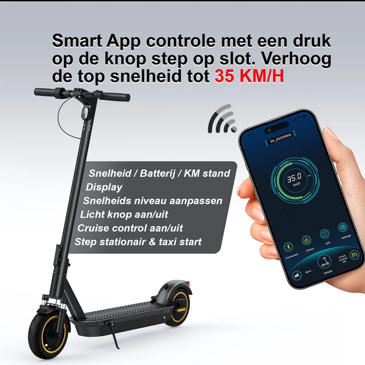Stay-on Esmax | Elektrische Step Voor Volwassenen | 500w |15ah! |35kmu | Bereik 35/45km | Met APP & Nederlandse Handleiding - Afbeelding 9
