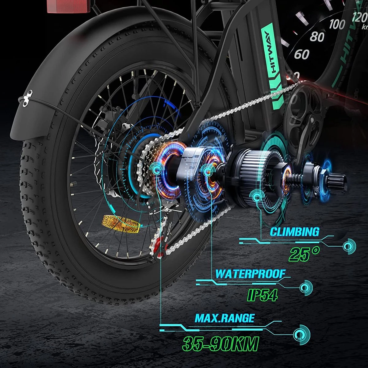 HITWAY Elektrische Fiets | 20" Opvouwbare Volwassen Vette Fiets | Batterij 36V/11,2Ah,Motor 250W, Max Bereik 35-90km | E Bike City - Afbeelding 2