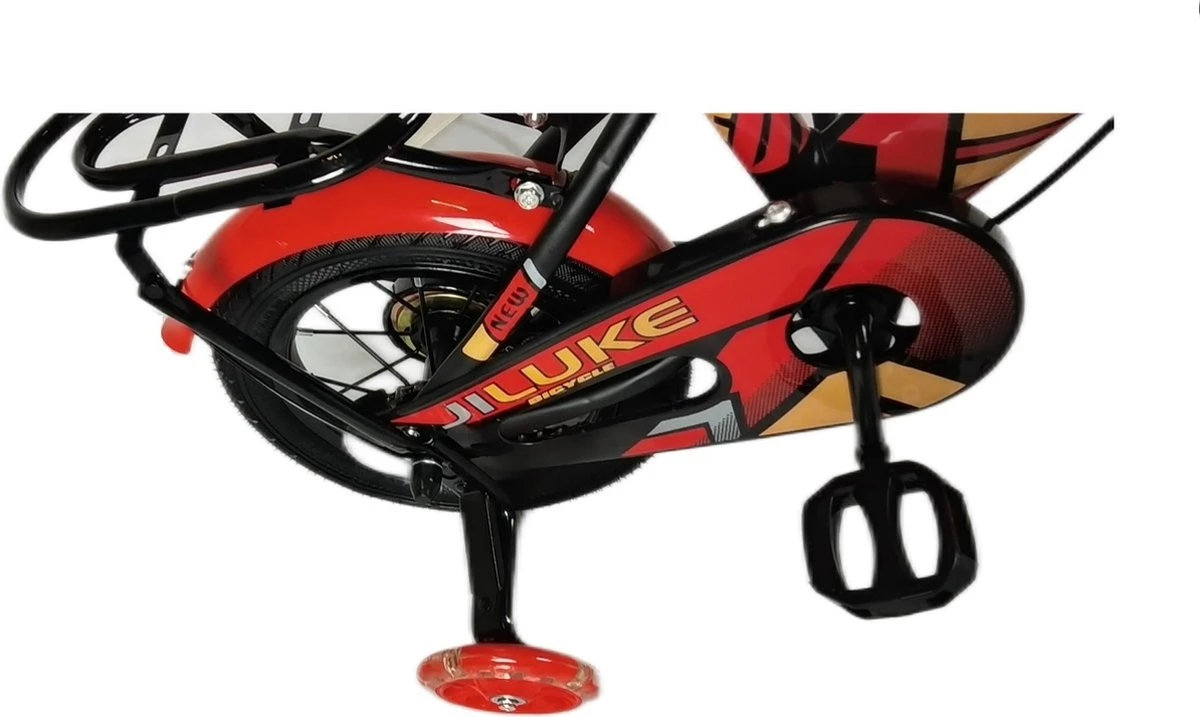 Kinderfiets - 12 Inch Kinderfiets -vanaf 2-4 Jaar Jongens En Meisjes Fietsen - Terugtrap -Rem -Stabilisatoren(2 Zijwieltjes)- Mandje - Achterbank - Rood - Afbeelding 9