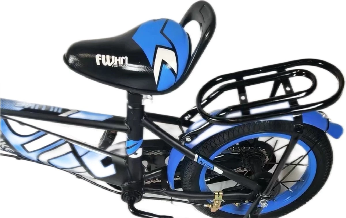 Kinderfiets - 14 Inch Kinderfiets -vanaf 3-5 Jaar Jongens En Meisjes Fietsen - Terugtrap -Rem -Stabilisatoren(2 Zijwieltjes)- Mandje - Achterbank - Blauw - Afbeelding 10