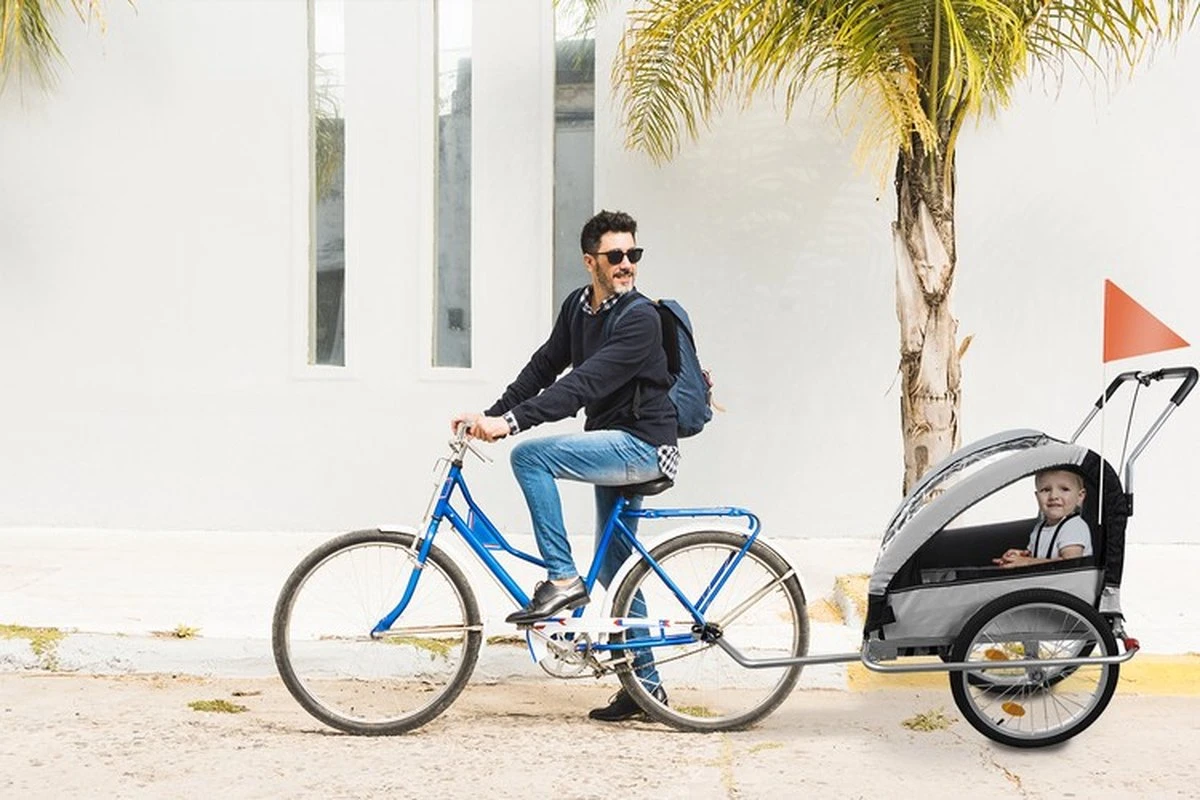 Fietskar Voor Kinderen - 3 In 1 - Geschikt Voor 2 Kinderen - Kinderfietskar - Fietskar Kind - Fietskar Hond - Afbeelding 2