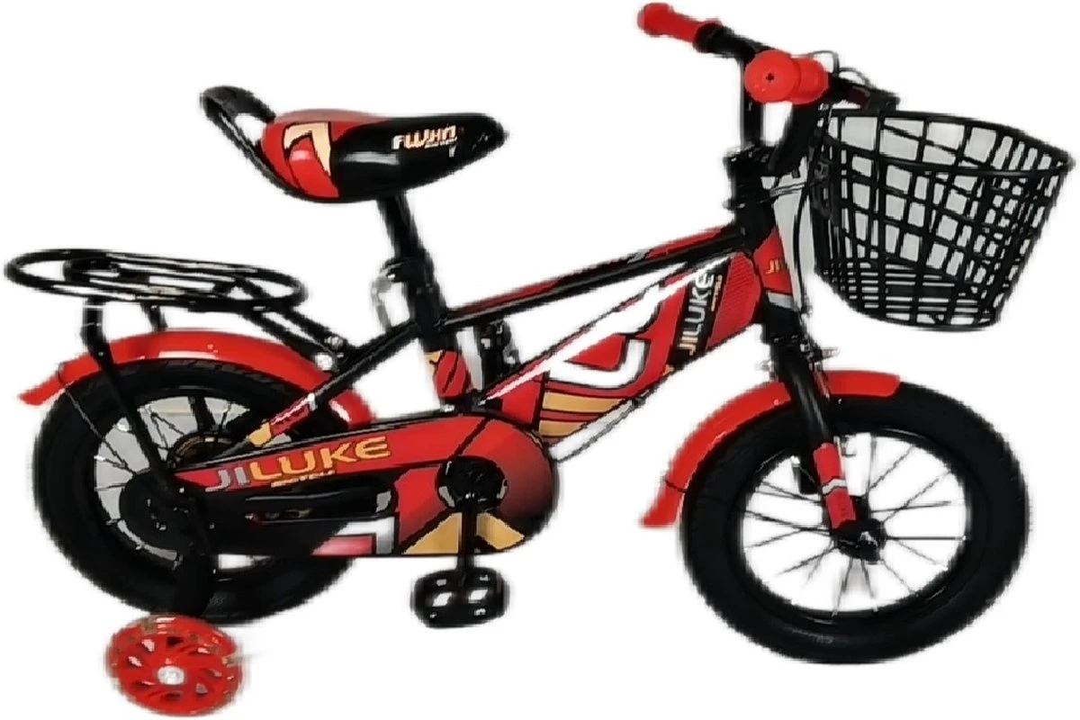 Kinderfiets - 12 Inch Kinderfiets -vanaf 2-4 Jaar Jongens En Meisjes Fietsen - Terugtrap -Rem -Stabilisatoren(2 Zijwieltjes)- Mandje - Achterbank - Rood - Afbeelding 8