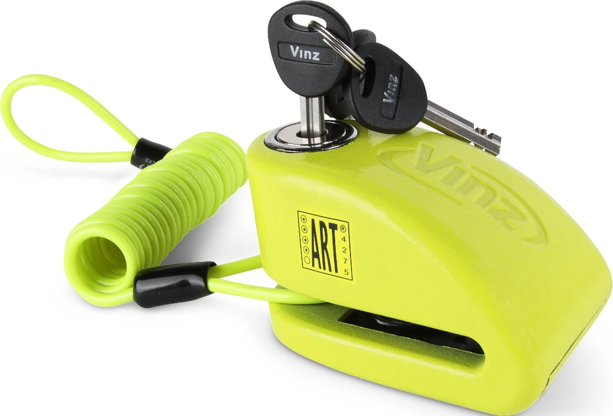 VINZ Pico Schijfremslot Alarm ART4 - Geel