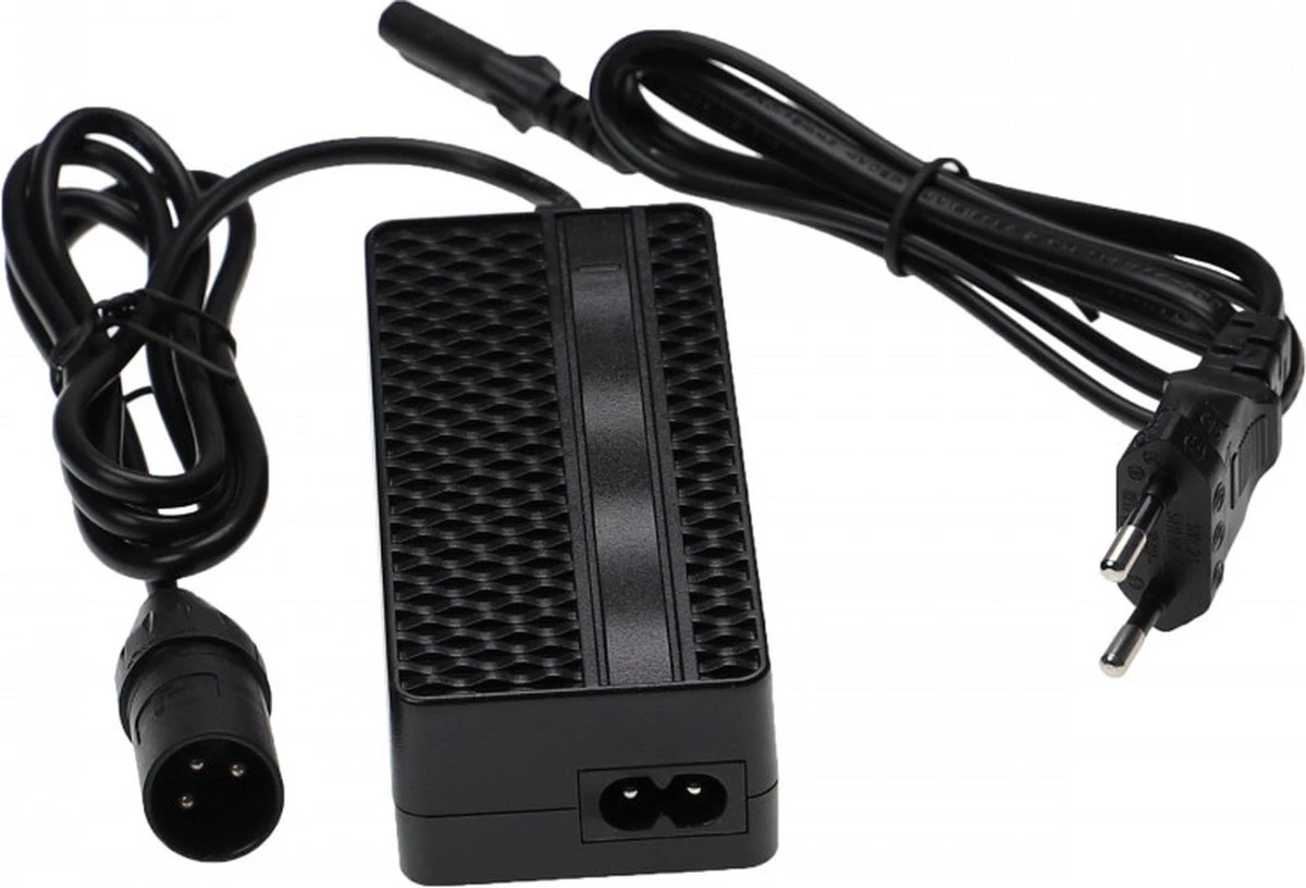 Oplader Voor E-bike - Voor 36V Accu's - 42V - 1,35A - 60W - 3-Pins Aansluiting - Zwart
