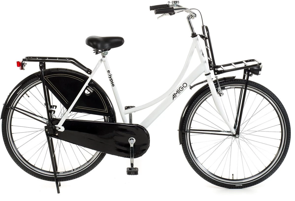 Amigo Eclypse Transportfiets 28 Inch - Omafiets Met Voordrager - Wit/Zwart