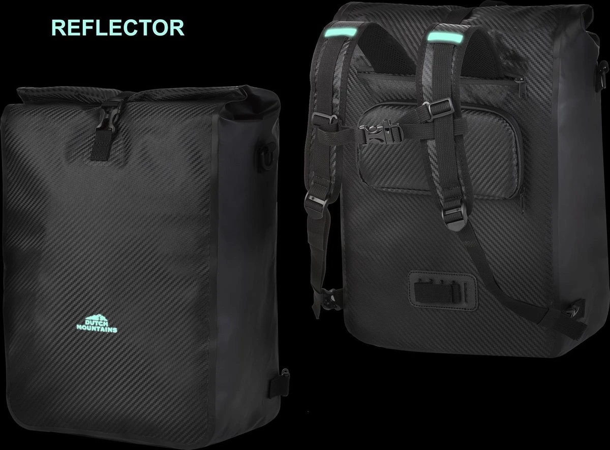 Dutch Mountains Enkele Fietstas | Rugzak | 100% Waterdicht | Fietstas, Schoudertas En Rugtas In 1 | 28 Liter | Carbon / Zwart - Afbeelding 13