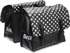 Beck Classic Dubbele Fietstas - 46 Liter - White Small Dots