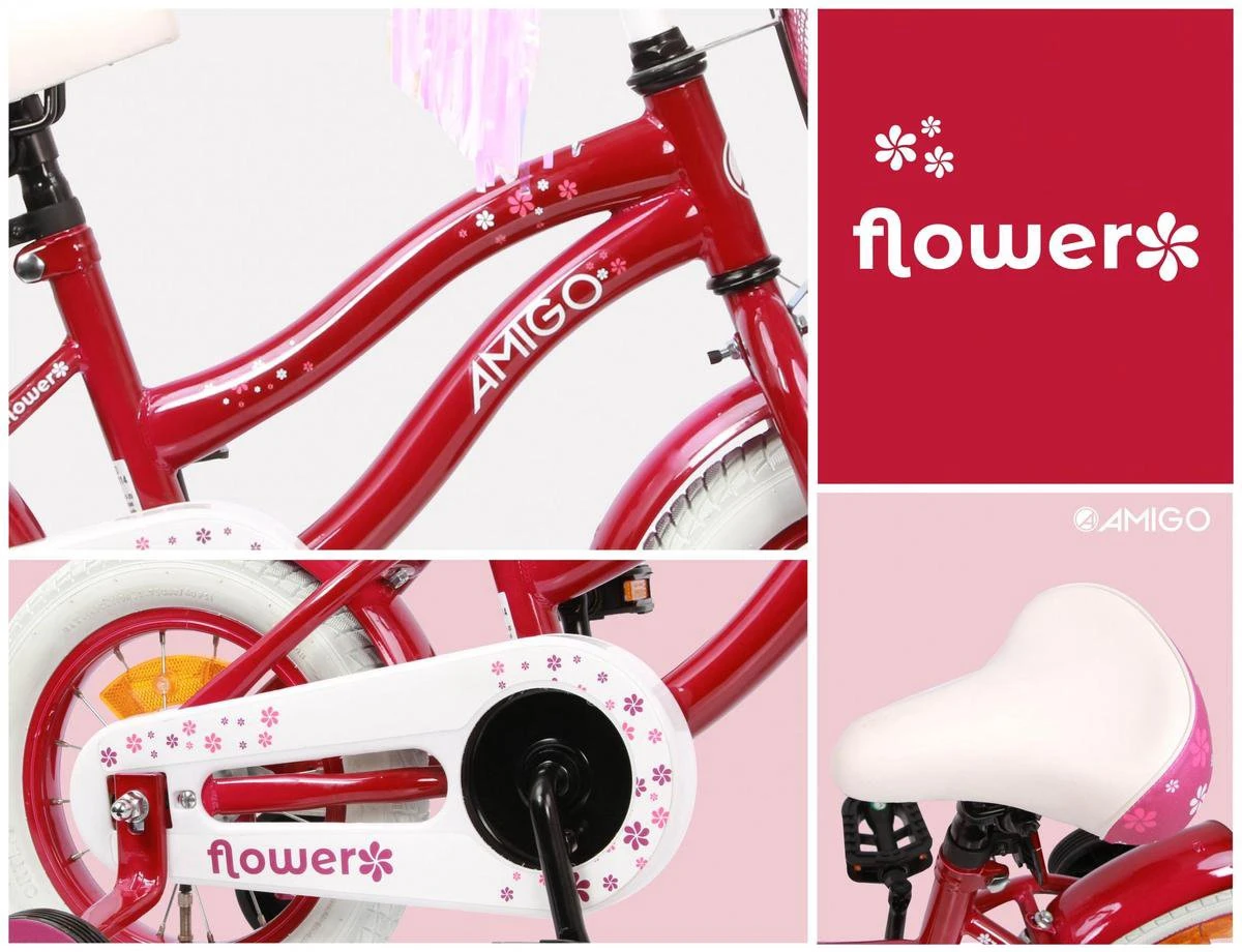 Amigo Flower Meisjesfiets - Kinderfiets 16 Inch - Paars - Afbeelding 13