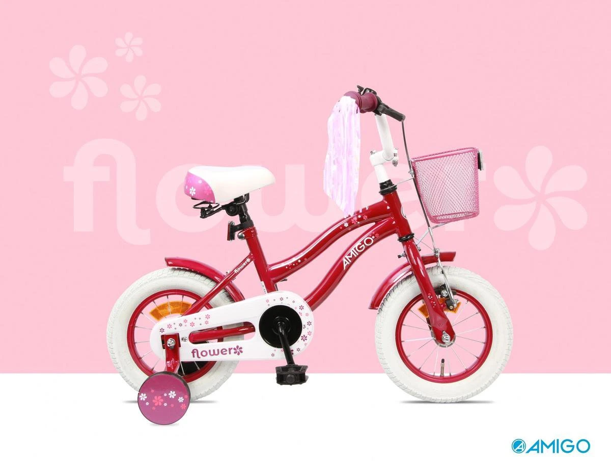 Amigo Flower Meisjesfiets - Kinderfiets 16 Inch - Paars - Afbeelding 9