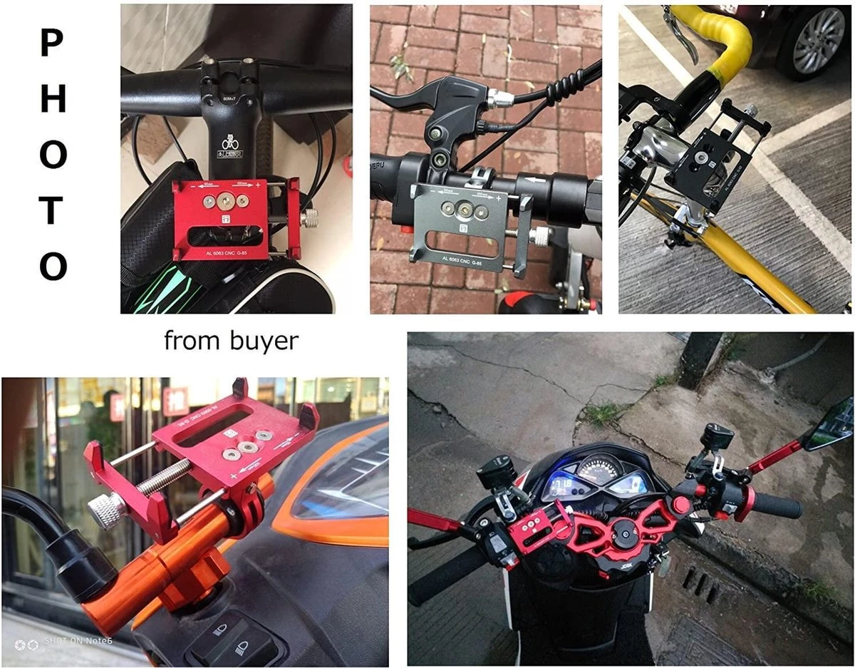 Fiets - En Motor Houder - Aluminium Fietsthouder Met 360 ° Rotatie Verstelbare Stuur Telefoonhouder - Afbeelding 7