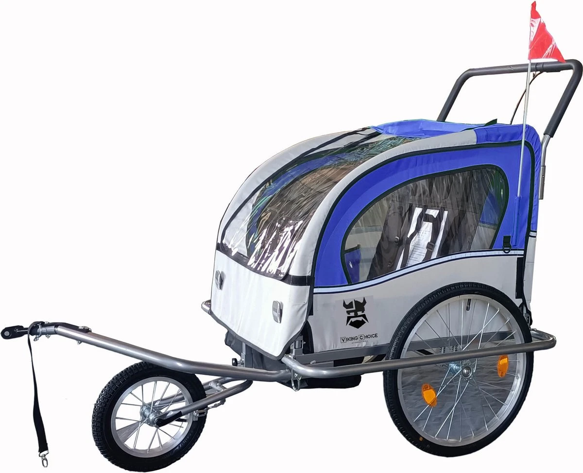 Fietskar Kind - Fietsaanhanger - Met Schokbreker - Blauw - Afbeelding 2