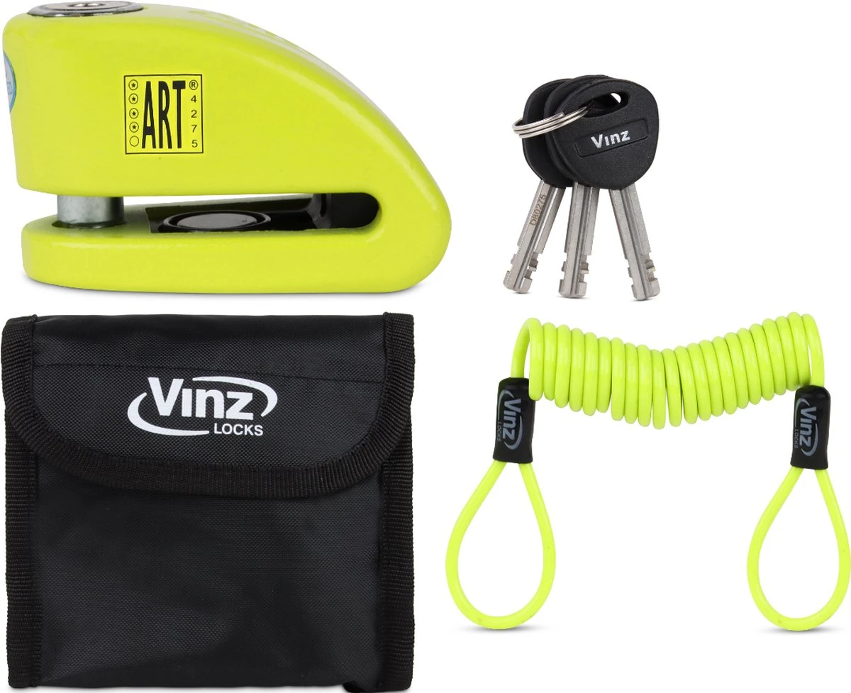 VINZ Pico Schijfremslot Alarm ART4 - Geel - Afbeelding 2