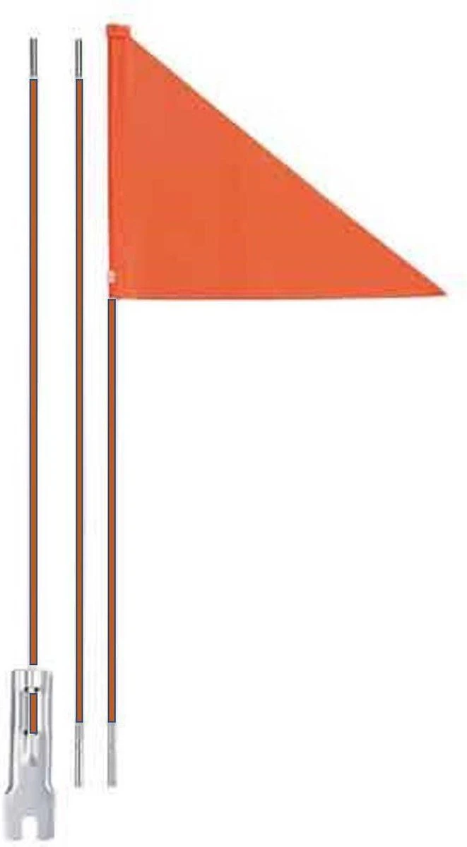 Fietsvlag Icetoolz Oranje Met Fiberglas - Deelbare Stang 150 Cm - Afbeelding 3