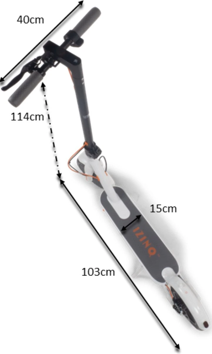 IZINQ PRO250 - Elektrische Step - Topsnelheid 30 Km/u - 30/35 Km Actieradius - 8.5" Luchtbanden - Lithium 7.8Ah 36V Accu - Wit/Oranje - Electric Scooter - Volwassenen En Kinderen - Met App - Afbeelding 6
