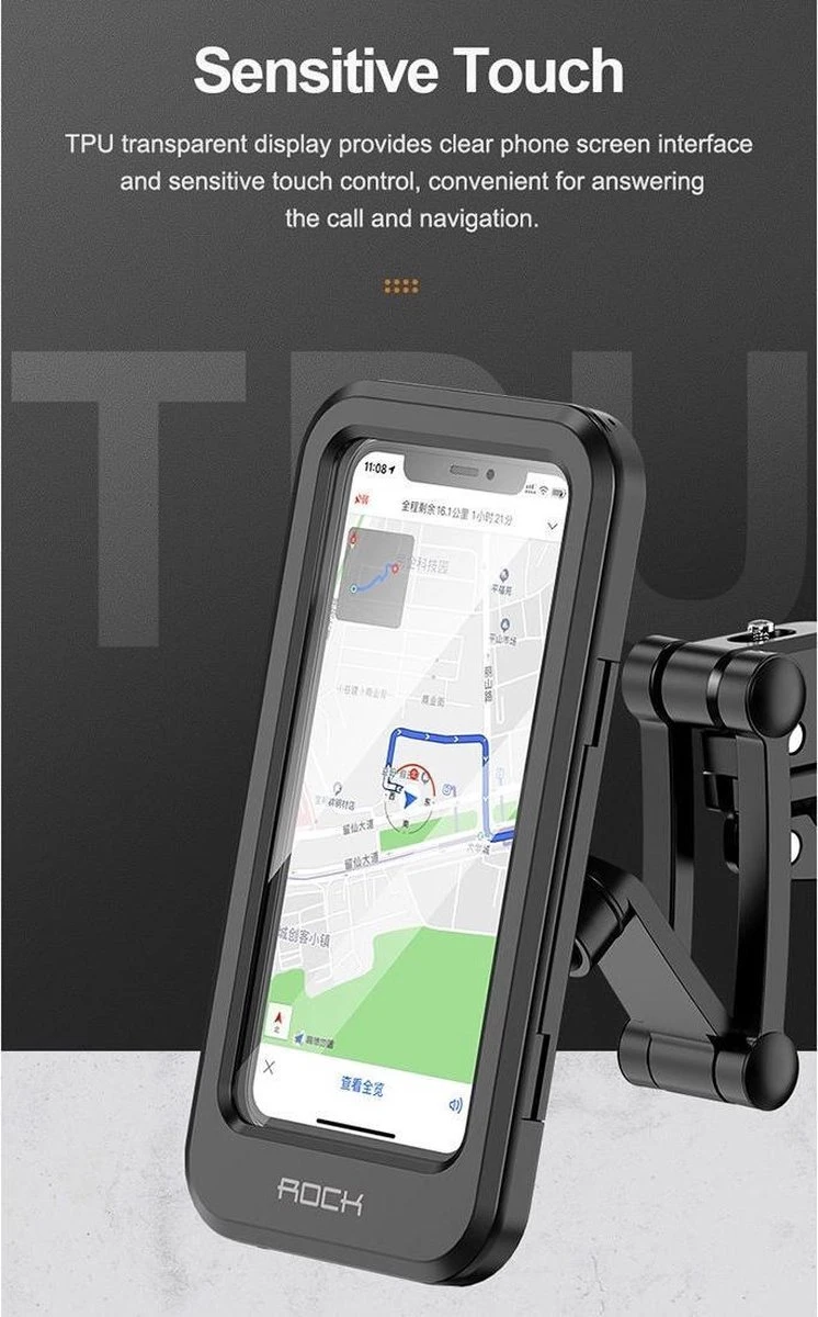 ROCK Waterbestendige Fiets Telefoonhouder Smartphones 4.5 Tot 6.7 Inch 3D Waterdicht Bescherming - Afbeelding 3