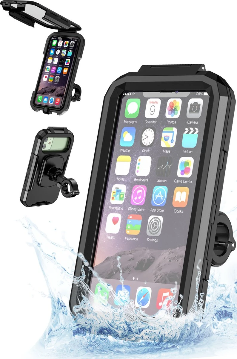 ISetchi Telefoonhouder Fiets Waterdicht S (4 Tot 5.5 Inch) - 360 Graden Rotatie - Ook Voor Scooter & Motor - Gsm Houder Fiets - Waterdicht IP67 Level - Zwart