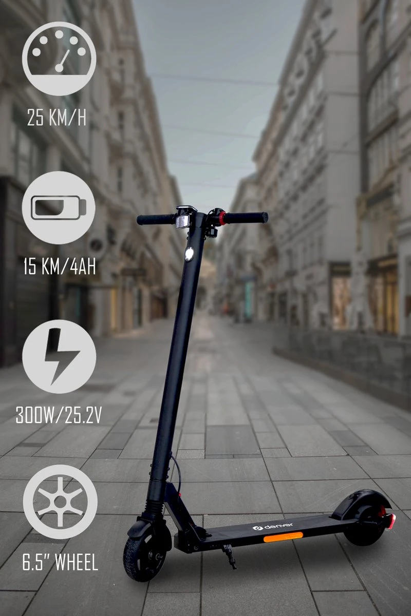 Denver Elektrische Step Volwassenen - Topsnelheid 25KM/U - 300W - Inklapbaar - 6.5 Inch Wielen - LED Licht- SEL65230F - Zwart - Afbeelding 2