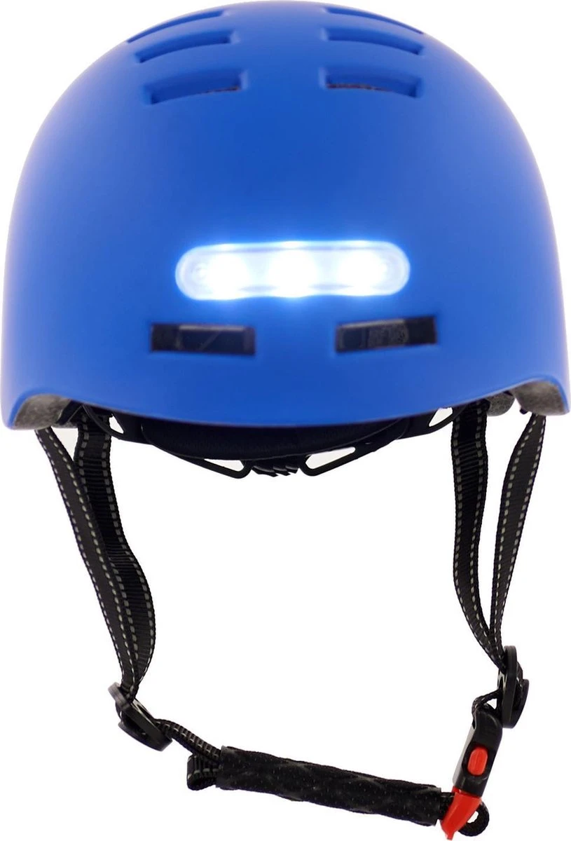 Sajan Fietshelm - Skatehelm Helm Mat-Blauw - LED Verlichting - Maat-S - Afbeelding 2