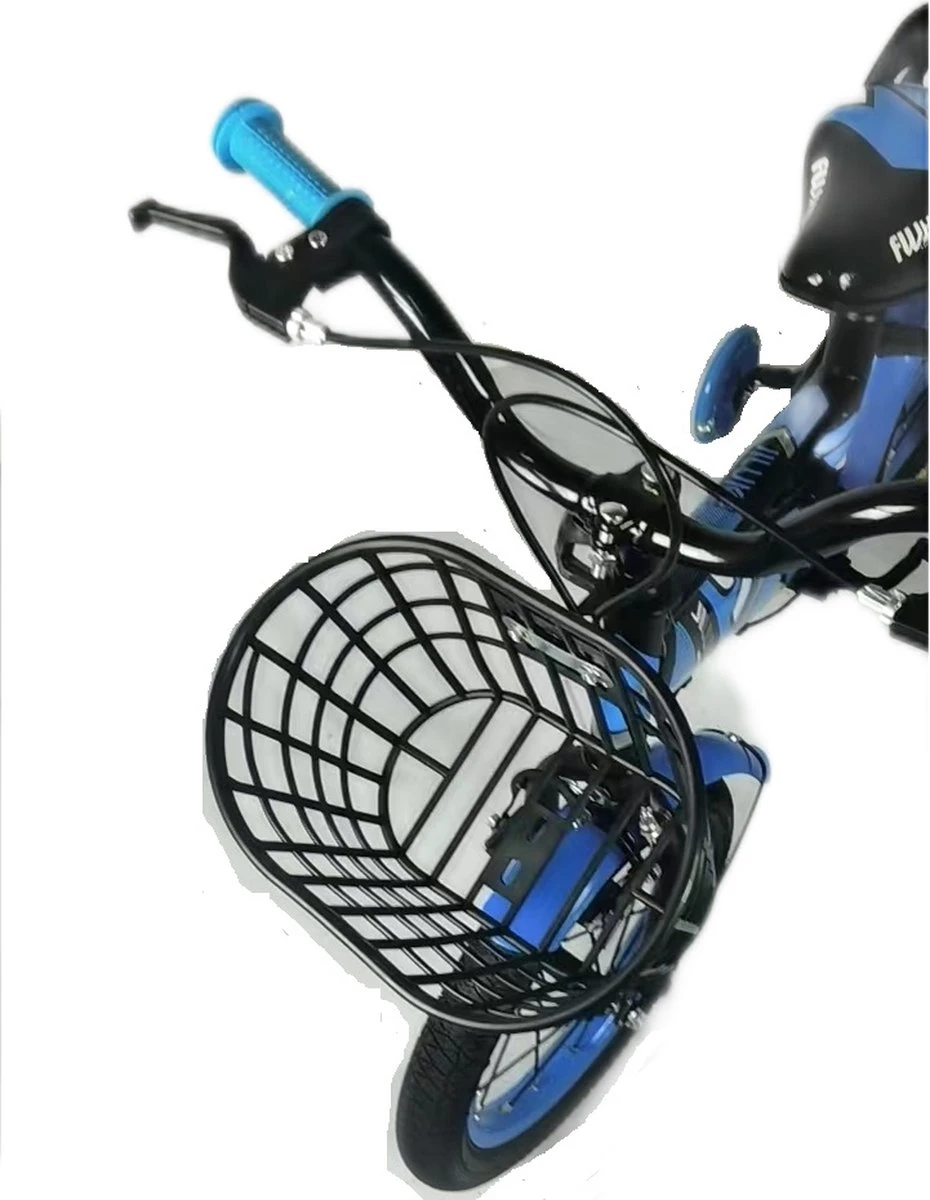 Kinderfiets - 14 Inch Kinderfiets -vanaf 3-5 Jaar Jongens En Meisjes Fietsen - Terugtrap -Rem -Stabilisatoren(2 Zijwieltjes)- Mandje - Achterbank - Blauw - Afbeelding 12