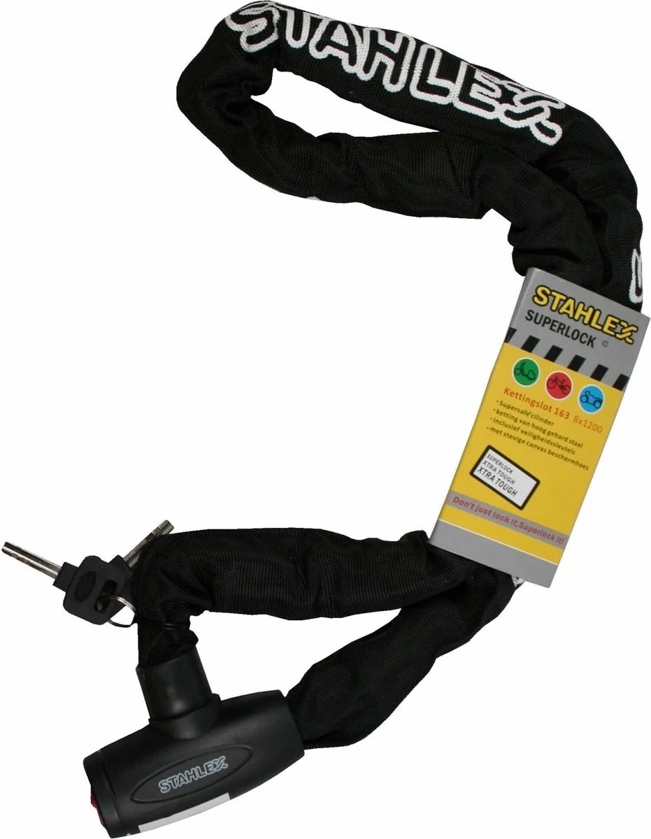 Stahlex Kettingslot – Fietsslot – Scooterslot – Motorslot Ø 8mm X 120cm Gehard Staal Zwart - Afbeelding 3